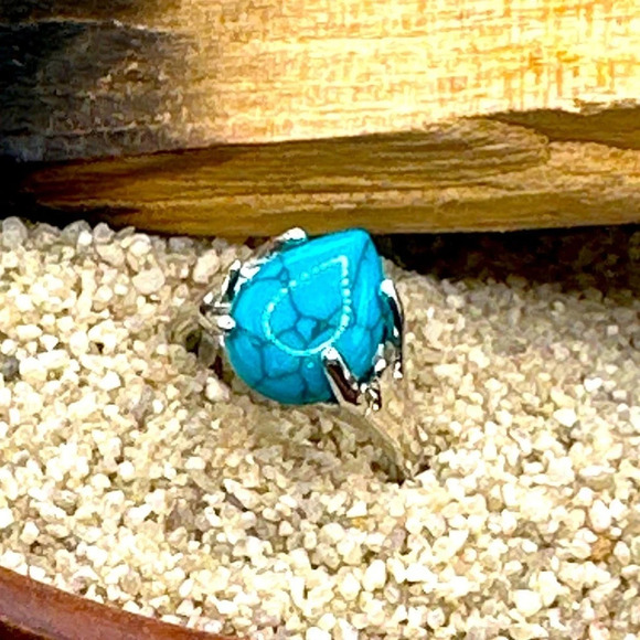 Turquoise Victorian silver ring/protection and peace healing crystal - Picture 1 of 9